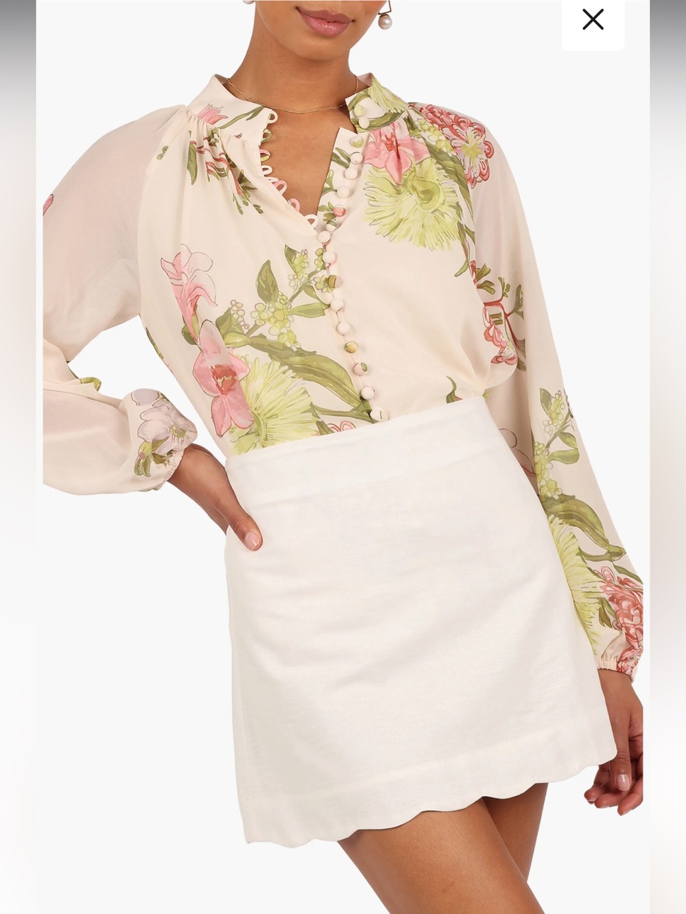 NWT Petal & Pup Small Marni Button-up Native Flora Cream Blouse Shirt Top R $65